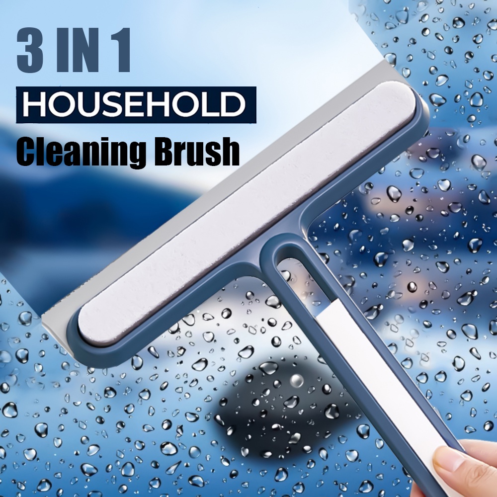 Sikat Pembersih Kaca Mobil 3in1/sikat Spons Kaca Jendela Kaca Cermin Kamar Mandi/Wiper Silikon Jendela Kaca Mobil/Alat Pembersih Multifungsi Rumah Tangga