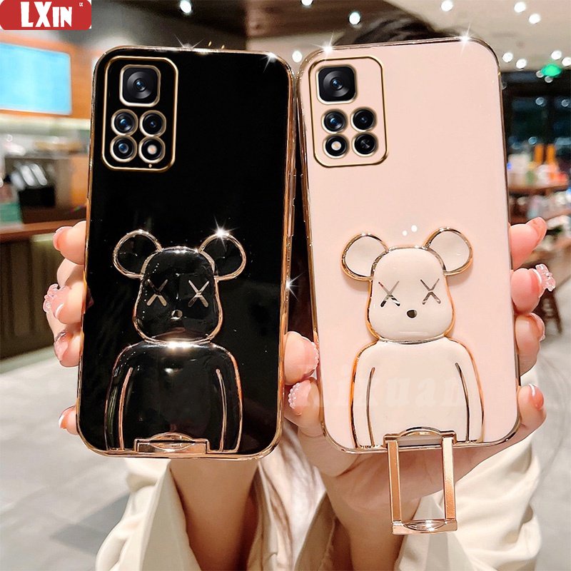 Casing Silikon Xiaomi Poco F4 GT F3 Poco M3 Pro M4 Pro X3 GT X3Pro X3NFC Note 10 5G Note9 Note9S Note9 Pro Motif Beruang