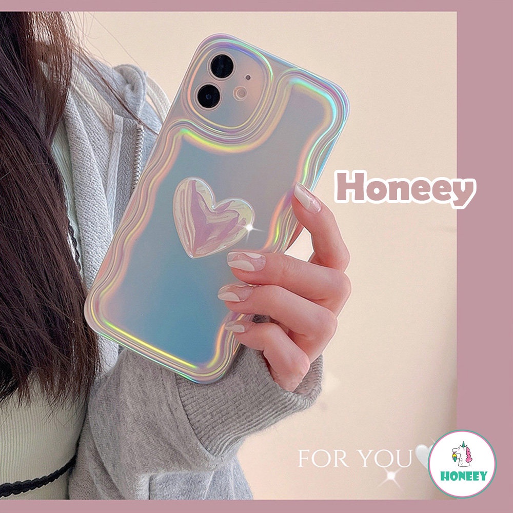 Ins Soft Case TPU Motif Hati 3D Untuk IPhone 14 13 12 11 Pro Max