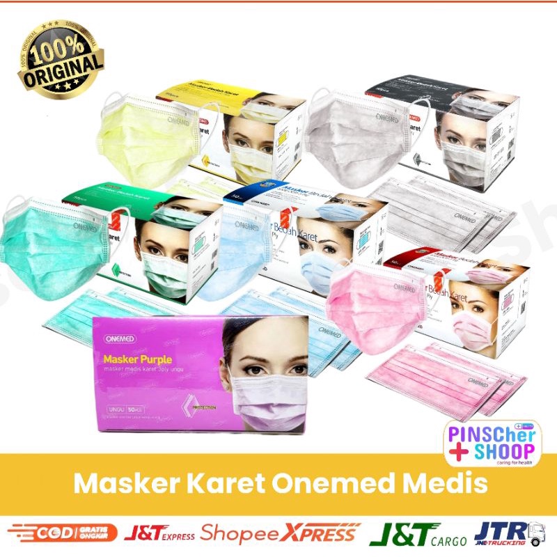 MASKER MEDIS ONEMED MASKER KARET EARLOOP 3PLY PER BOX 50 PCS