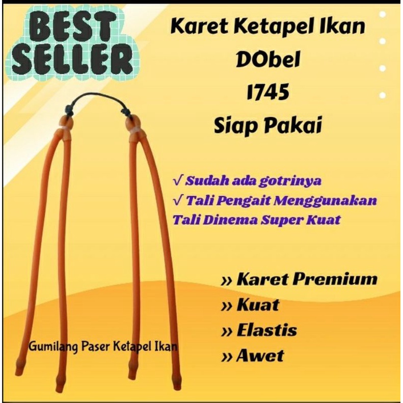 OREN karet ketapel DOBEL POWER siap pakai 1745 4,5 mm mili kuat elastis awet