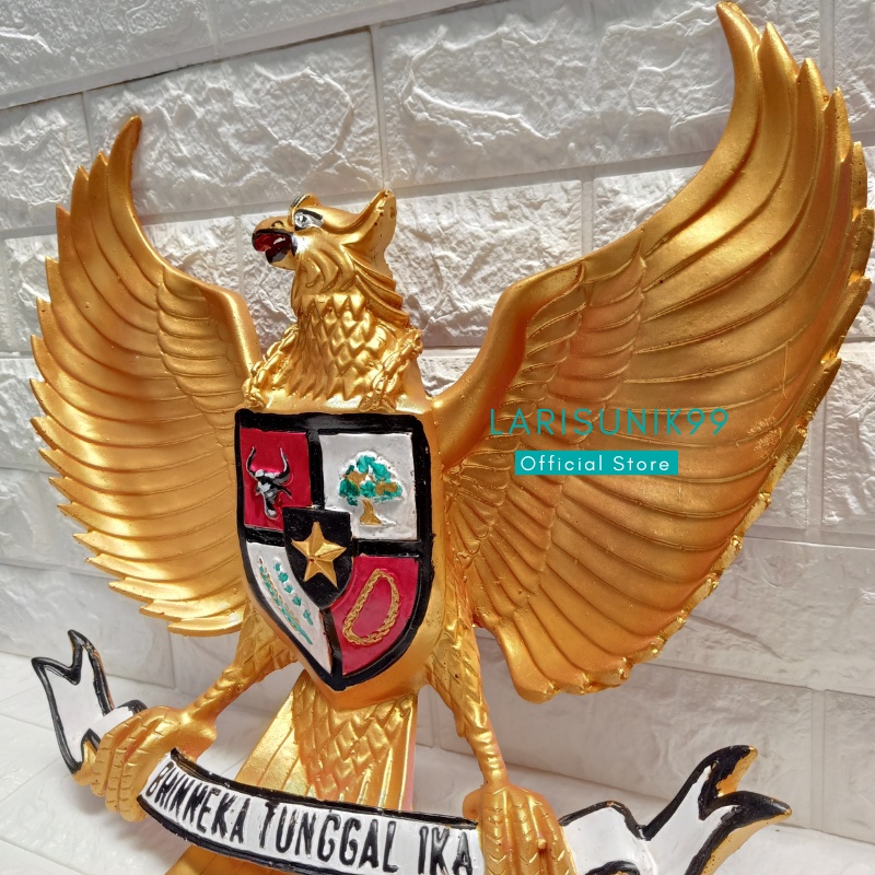 Pajangan Dinding Garuda Pancasila 3 Dimensi Fiber Hiasan Dinding Logo Burung Garuda Gold Timbul 45x45cm