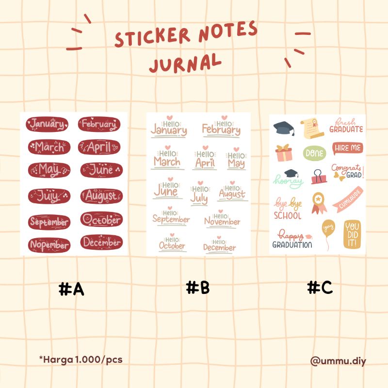 

sticker pack/stiker sheet nama bulan