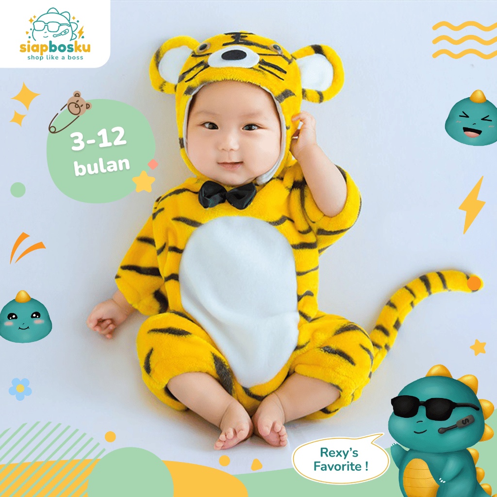 kostum bayi karakter hewan untuk foto lucu varian harimau dan mermaid
