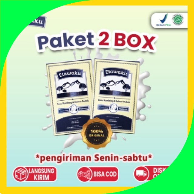 

PAKET 2 BOX ETAWAKU PLATINUM Susu Kambing Etawaku Platinum Baik untuk Diabetes Obesitas Atasi Sistem Pernapasan