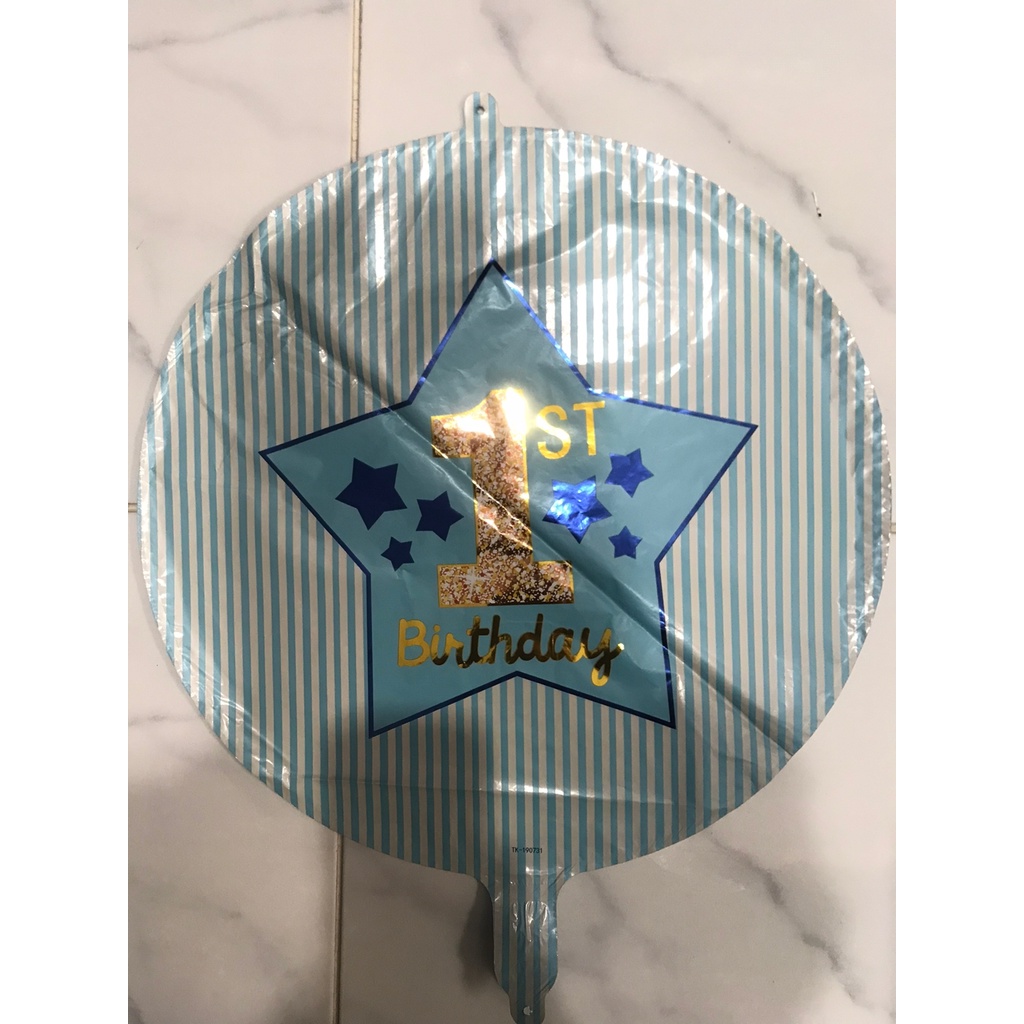 BALON FOIL BULAT 1st BIRTHDAY BLUE UK 45CM