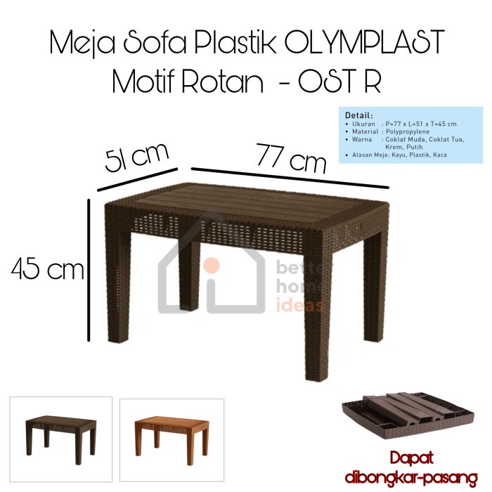 Meja Sofa Plastik OLYMPLAST Motif Rotan - OST R