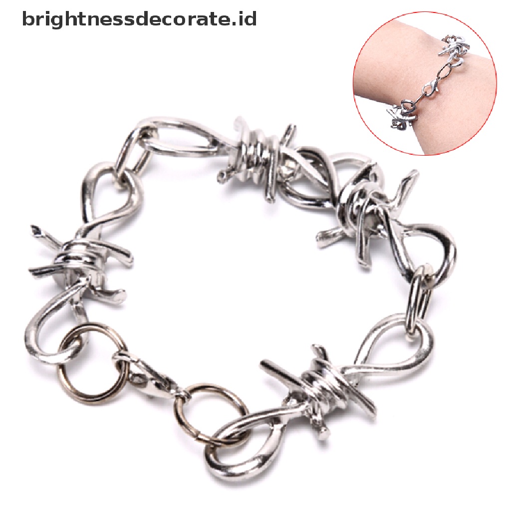 [Birth] Perak Stainless Steel Rantai Kaitan Gelang Gelang Bangle Perhiasan Punk Perhiasan [ID]