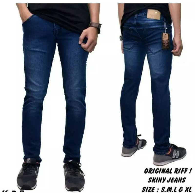 Jeans riped celana slimfit skinny cowok pria