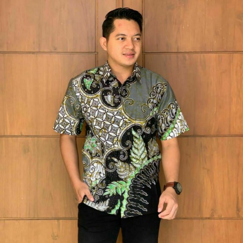 Batik pria kemeja batik modern~baju batik wayang hitam manis