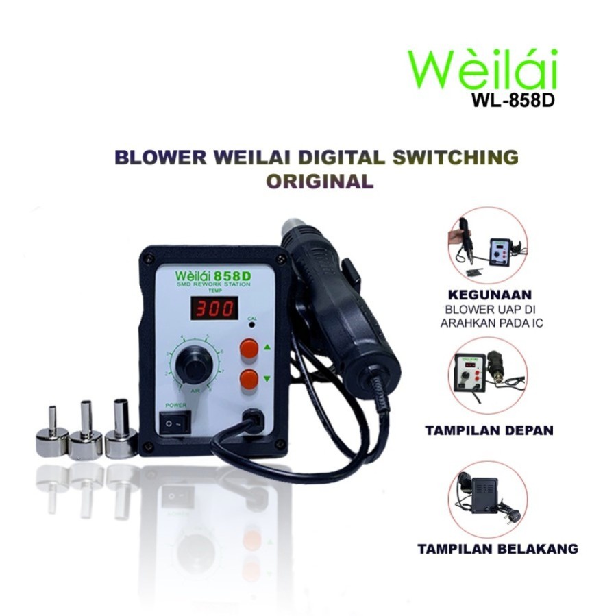 Weilai 858D Blower Digital / Solder Uap / Hot Air Rework Ori