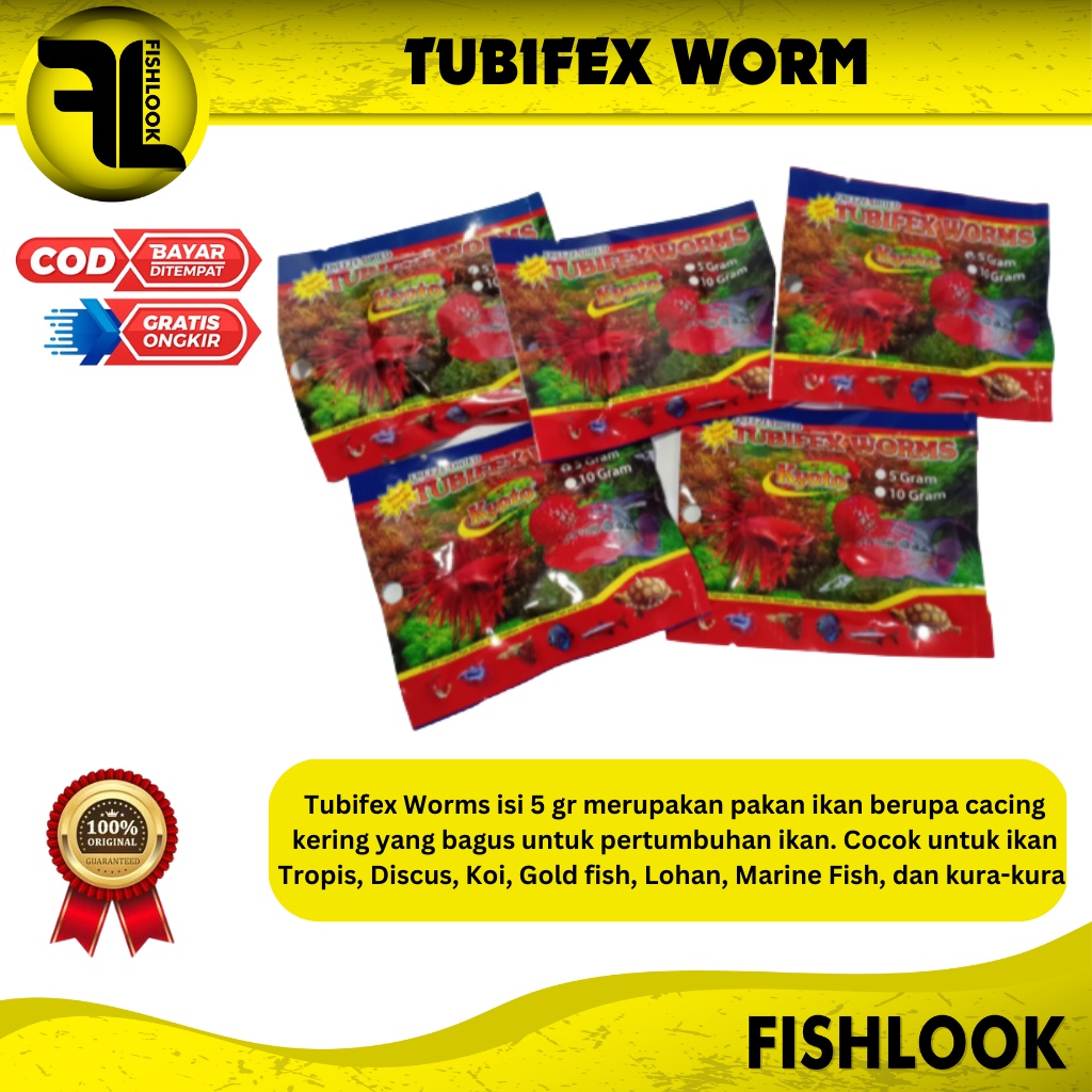 CACING KERING TUBIFEX WORMS PAKAN IKAN HIAS 5Gr