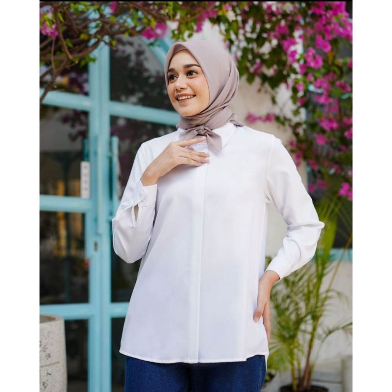 Kemeja Kerja Wanita / Kemeja Putih Formal Wanita / Kemeja Polos Putih Formal,Baju Kantor,Baju Pabrik
