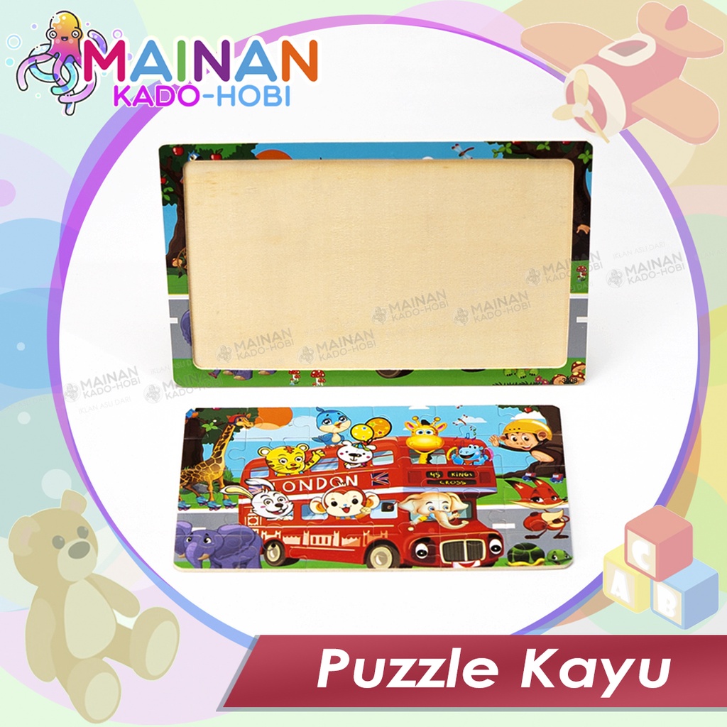 HADIAH ULANG TAHUN MAINAN EDUKASI ANAK PUZZLE KAYU 3D KARAKTER ANIMAL