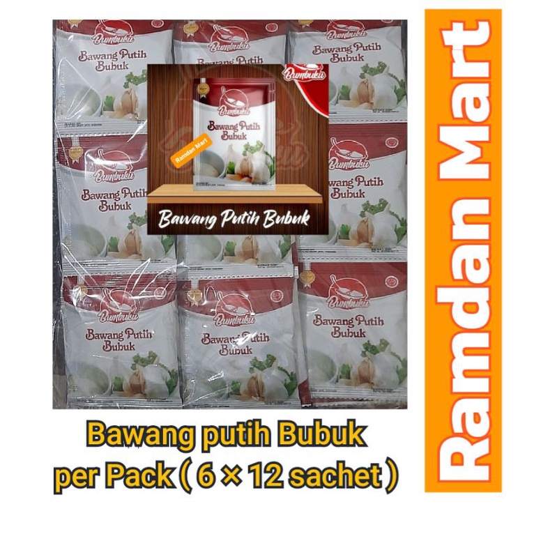 

❤ RAMDAN MART ❤ Bawang putih Bubuk Per Pack ( 6 × 12 sachet ) BUMBUKU