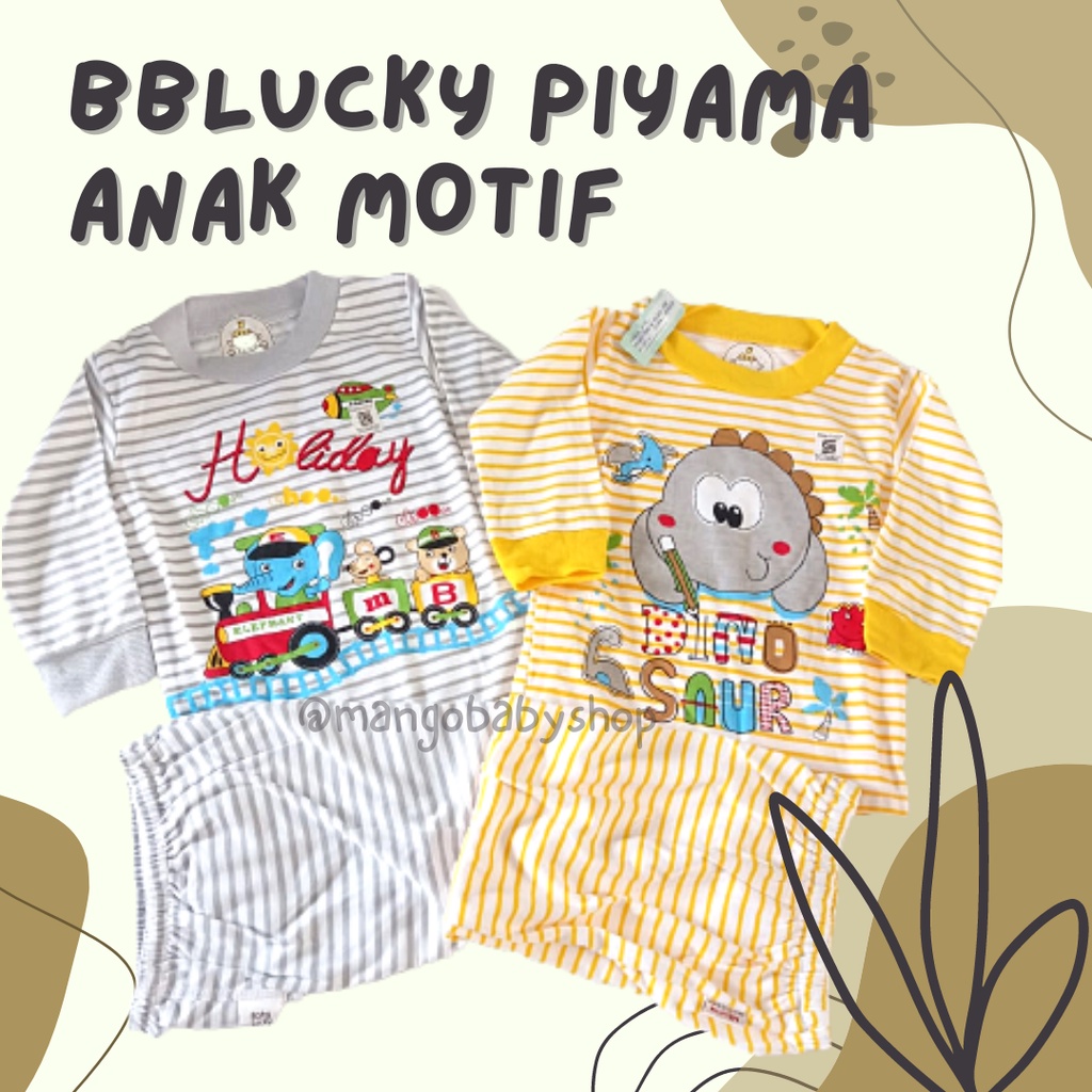 PIYAMA PAJAMA BAJU TIDUR ANAK KATUN MOTIF HOLIDAY DAN DINO 1-2 THN | BABY LUCKY BBLUCKY