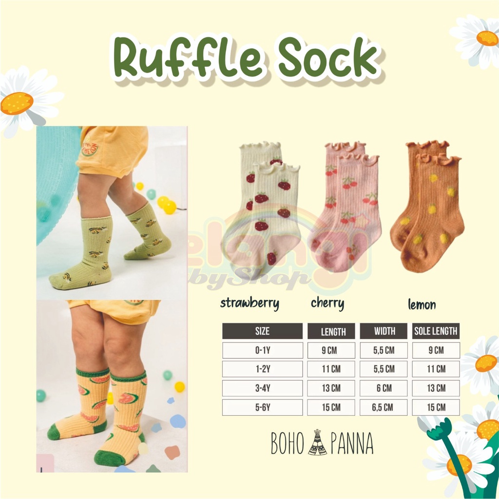 BOHO RUFFLE SOCK BOHOPANNA X THE OVERTEE KAOS KAKI ANAK BAYI BABY