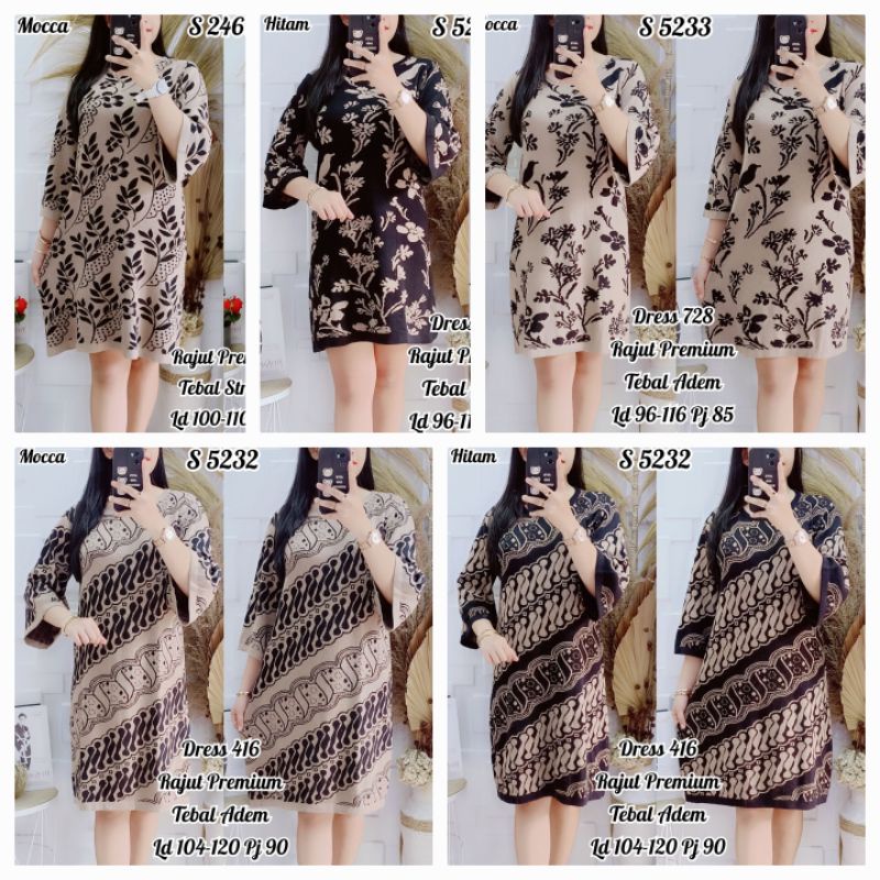 Dress Tunik Rajut JUMBO (Ada 21 motif)