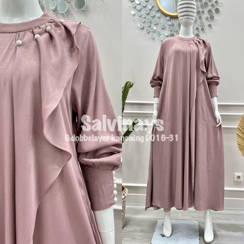 Gamis Wanita Salvina Doble Layer Kancing