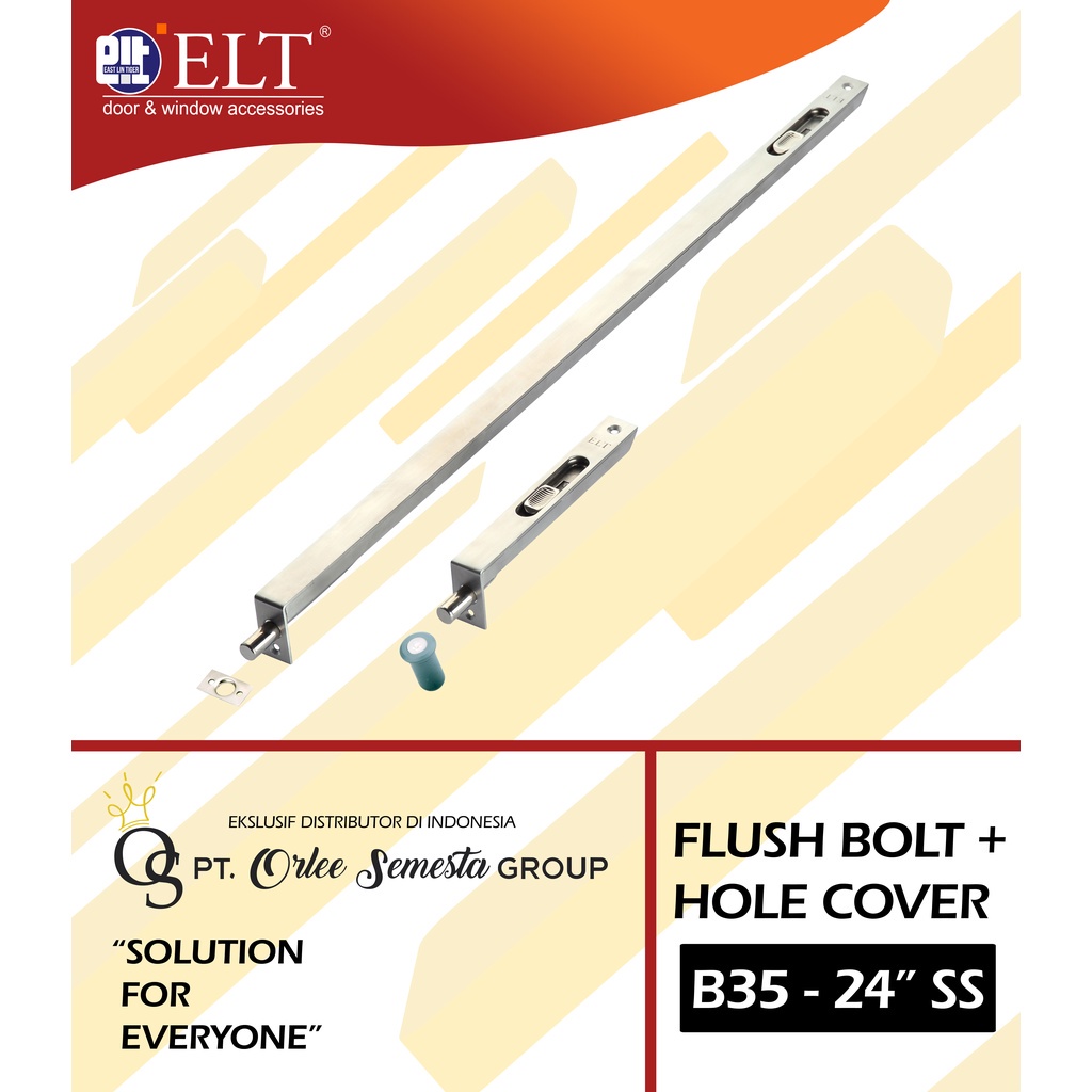 ELT FLUSH BOLT + HOLE COVER B35-24" SS  II  GRENDEL TANAM ELT