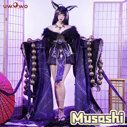 PRE-SALE UWOWO Game Azur Lane IJN Musashi Kimono Fox Cosplay Costume Kimono Outfit Full Set