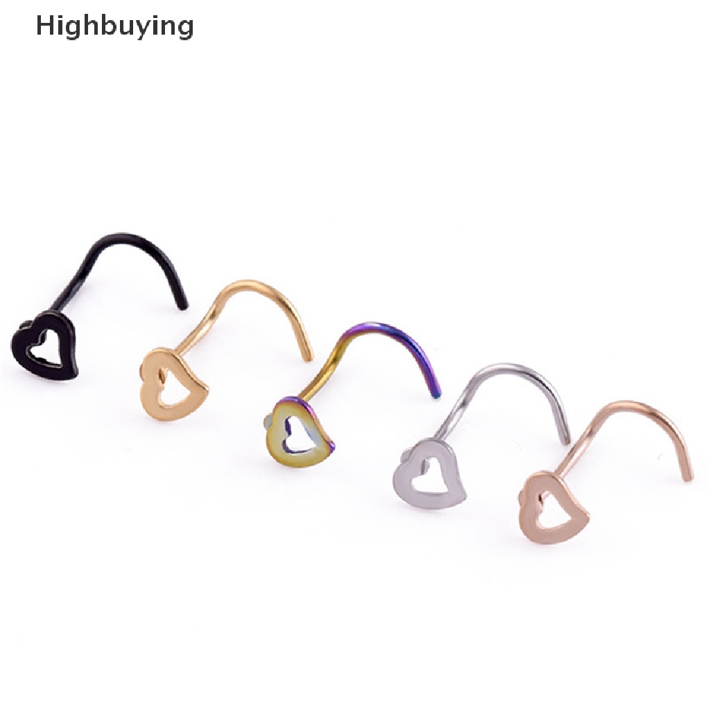 Hbid Cincin Bibir Hidung Telinga Stainless Steel Hoop Love Nose Ring Perhiasan Punk Glory