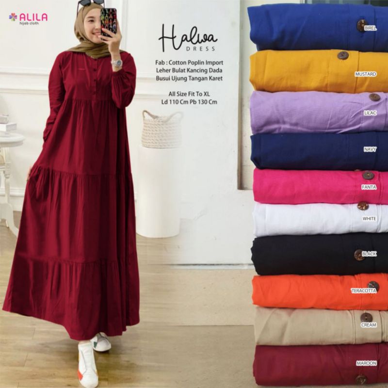 Halwa dress by alila hijab cloth / maxy dress / gamis polos / gamis busui polos
