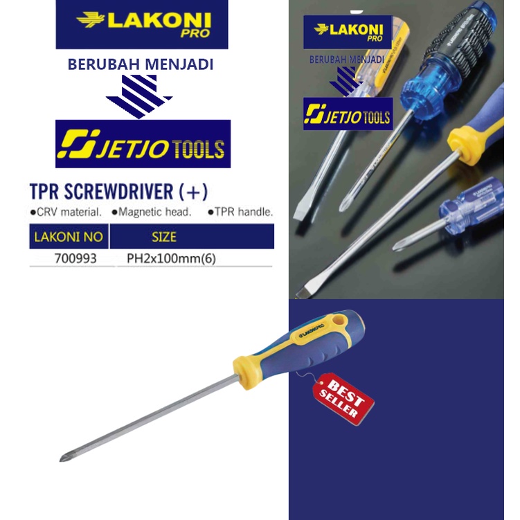 Obeng TPR / TPR Screwdriver + PH2 x 200mm Lakoni Pro 700995