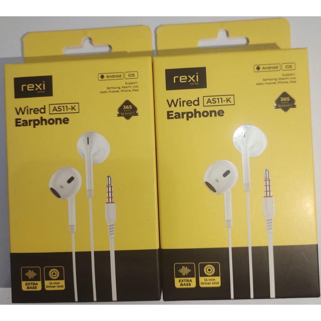 Hansfree Rexi AS11-K Wired Earphone Extra Bass 14mm Henset Rexi AS11K NEW REXI HANSFREE