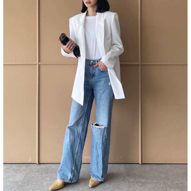 TRICK & TRICKY OVERSIZED BLAZER WHITE