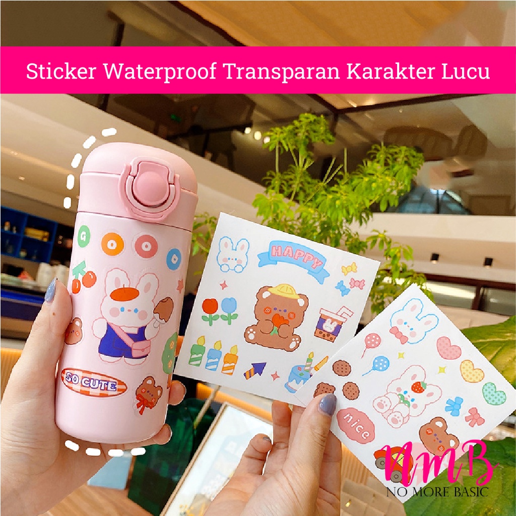 Sticker Waterproof Transparan Karakter Lucu Harga 1 Lembar