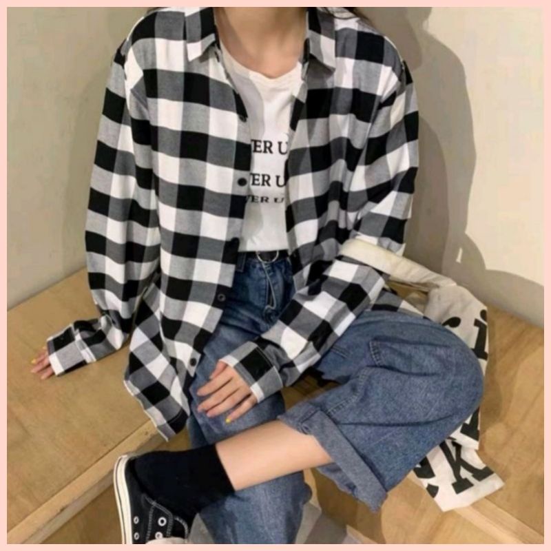 Atasan Wanita Kemeja Flanel Wanita Flannel Wanita Kualitas Premium Flannel Kemeja Kotak Kotak Cewek Best Seller Flanel Cewek