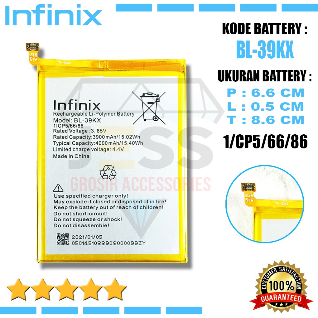 Baterai Battery Original ERRLY  BL-39KX BL39KX For Type Hp INFINIX S4 - X626 - X626B &amp; HOT 7 PRO , X625 - X625B - X625D &amp; HOT 7 - X624 - X624B