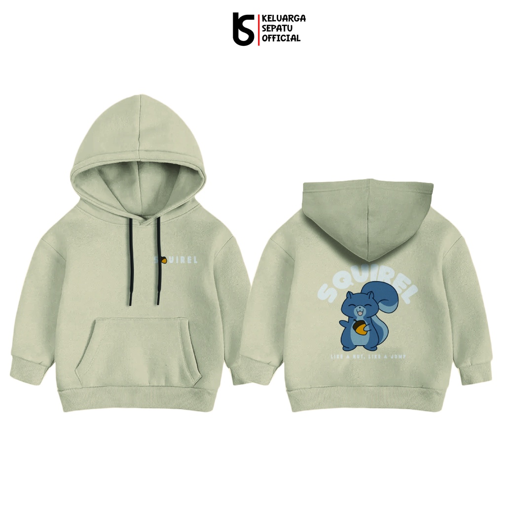 SWEATER HOODIE ANAK CEWE COWO SABLON KARAKTER HOODIE ANAK SQUIREL DISTRO MURAH ORIGONAL HOODIE LUCU