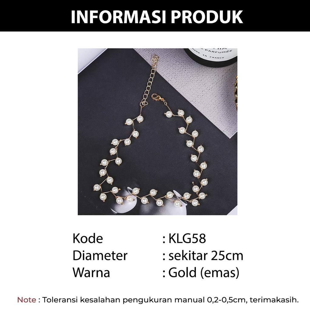 Kalung Titanium Wanita Korea Aksen Mutiara Pearl Rantai Zigzag Aksesoris Hiasan Kualitas Bahan Import KLG58