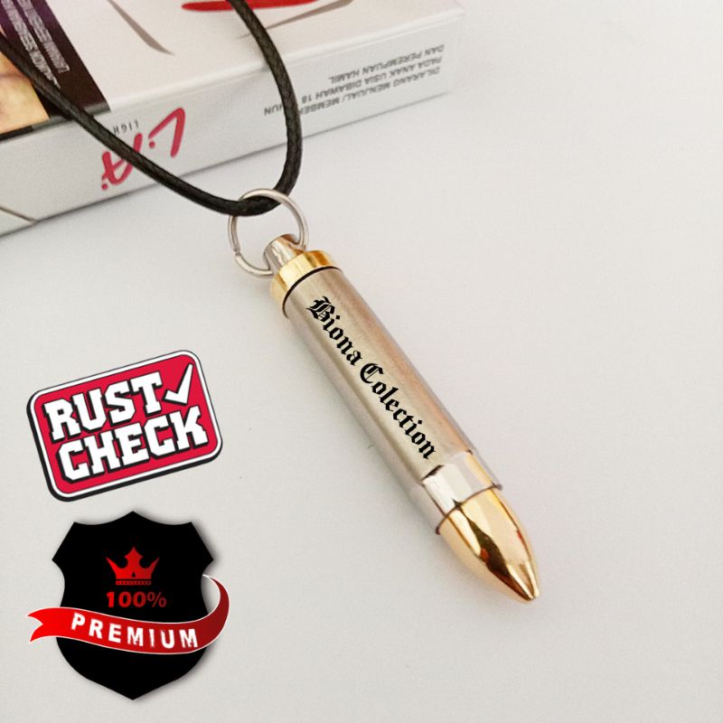 KALUNG TALI BANDUL PELURU TABUNG / KALUNG PRIA KEREN,kalung pria kekinia