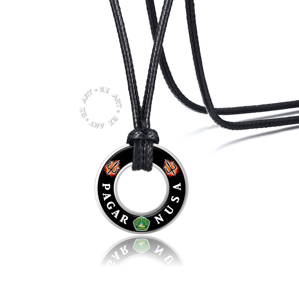 KALUNG LIONTIN RING PLAT CINCIN DATAR PENDEKAR PAGAR NUSA SILAT PN TALI KULIT KEPANG HITAM COKLAT