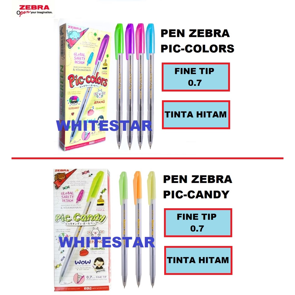 

pulpen / bolpoin / pen zebra piccolors / pic colors , piccandy / pic-candy