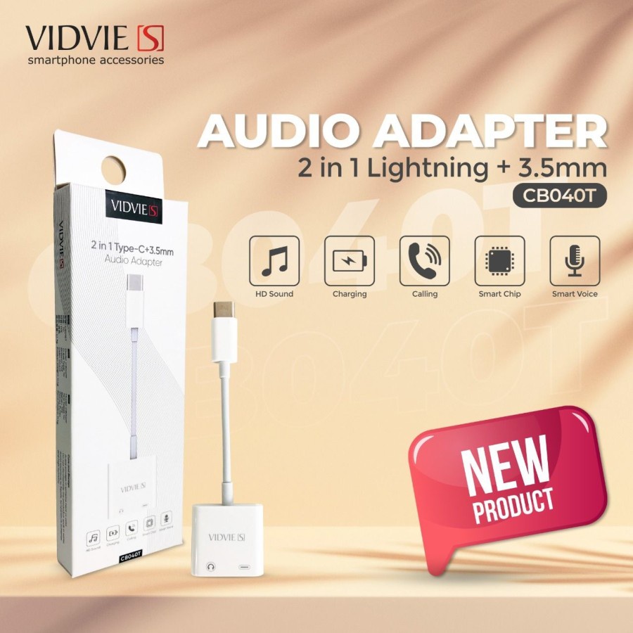 Type-c to aux 3.5mm pd adapter vidvie 2in1 for earphone headset etc cb040-tc cb040t cb-040 - Usb-c to audio 3.5