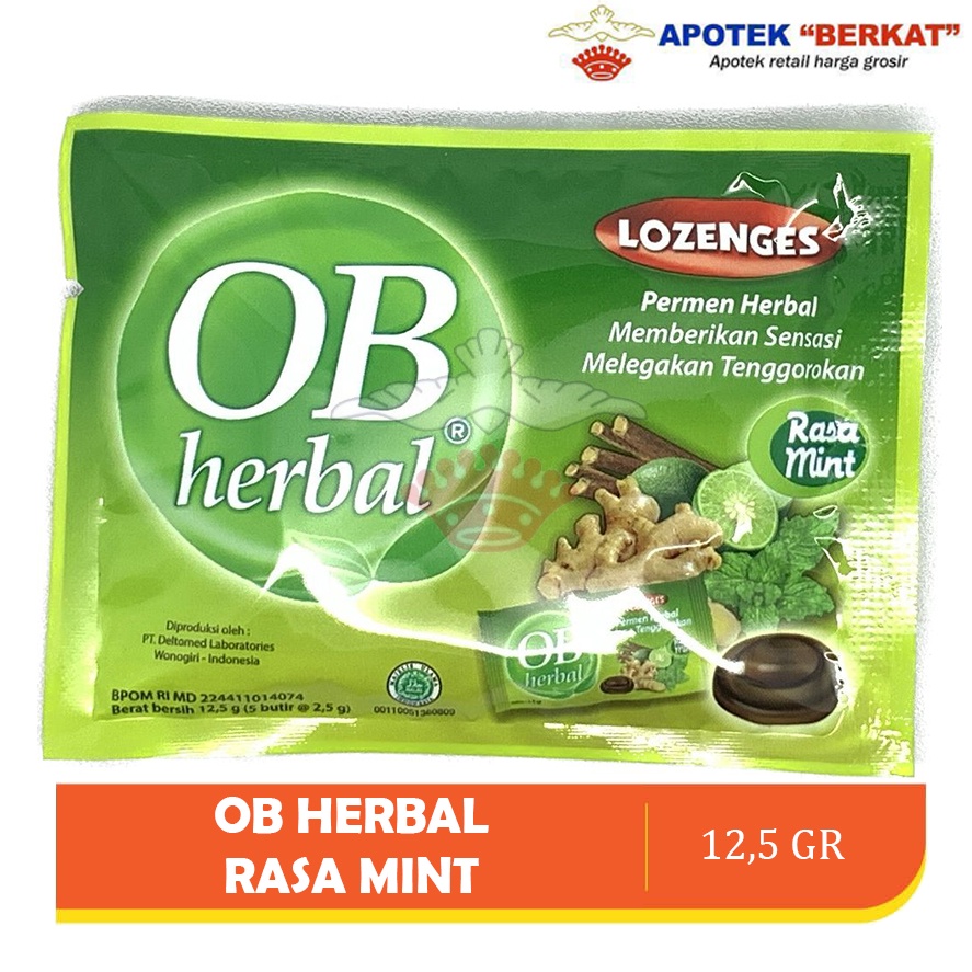 

Permen Lozenges OB Herbal Rasa Mint isi 5 butir