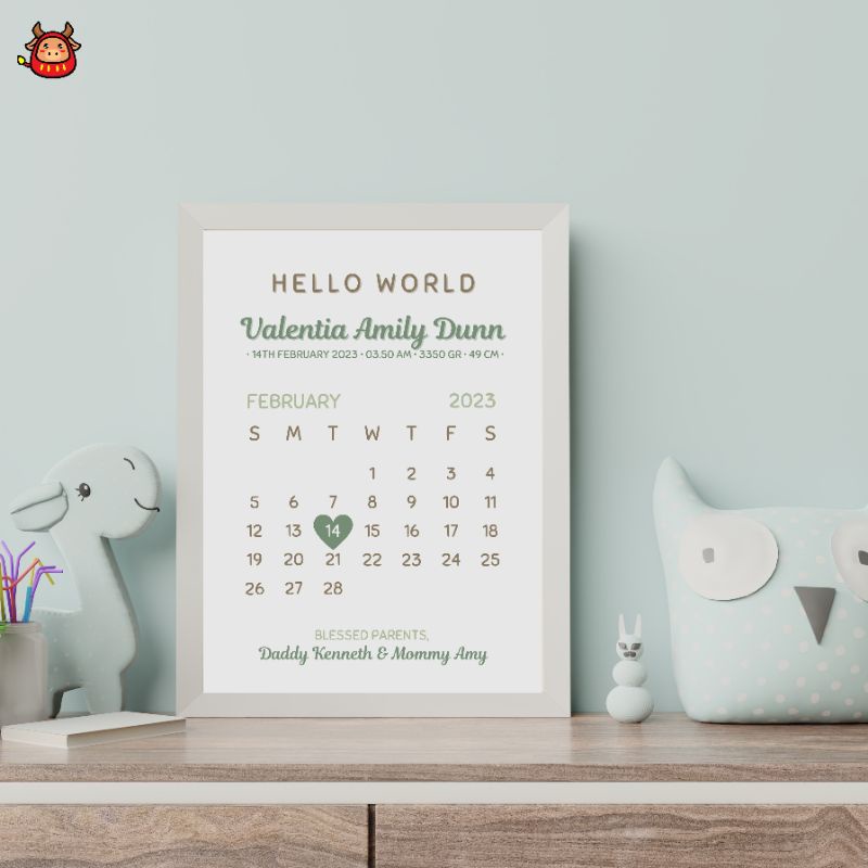 Baby board aesthetic calender design birth date tanggal lahir hiasan kamar bayi