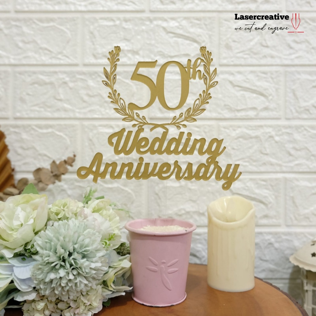 Cake Topper Acrylic Anniversary size 16x20cm (size L)