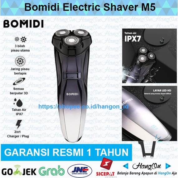 Bomidi M5 Electric Shaver Alat Cukur Cukuran Kumis Jenggot Waterproof Electric Razor Men Perawatan Pria ECM system IPX7 LED HD Shaving &amp; Grooming