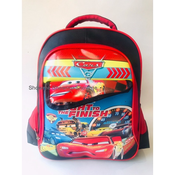 SHOWME TAS RANSEL ANAK SEKOLAH TK 14inci  KARAKTER LAKI   3 RUANG - KUALITAS PREMIUM - CARS MOVIE MCQUEEN DISNEI