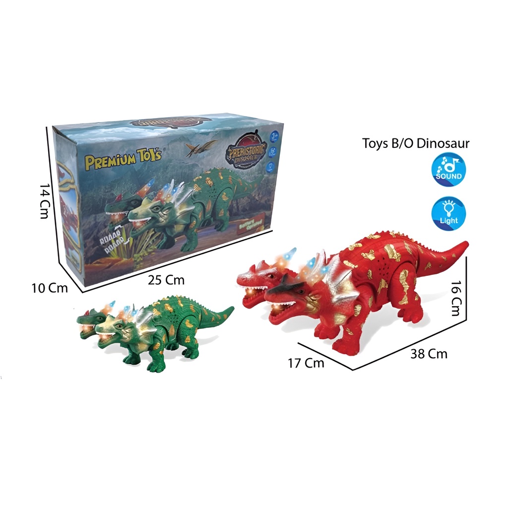 Prehistoric Dino | Mainan Robot Dinosaurus Kepala Dua Musik Dan Lampu | Kado Ulang Tahun Anak Laki Laki | Mainan Terbaru 2023