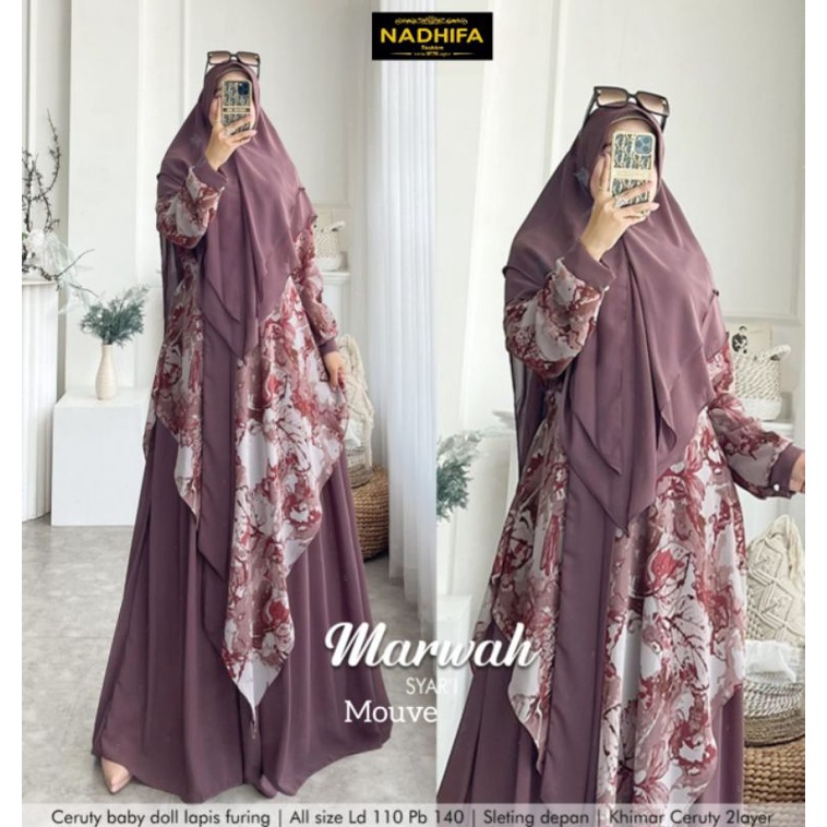 MARWAH SYARI/GAMIS SYARI JUMBO LD 110 PESTA PARTY DRESS PREMIUM CERUTY BABYDOLL FURING MUSLIM MODERN