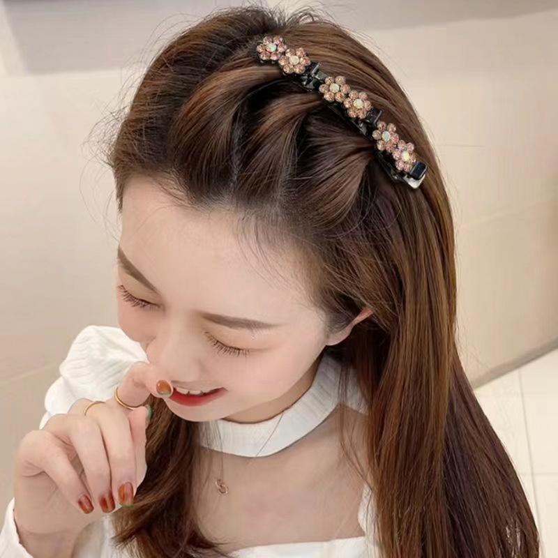 [Harga Grosir] Klip Rambut Bunga Kristal Akrilik Gaya Korea Baru Untuk Gadis Berlian Imitasi Manis Lucu Poni Jepit Samping Elastis Duckbill Clip