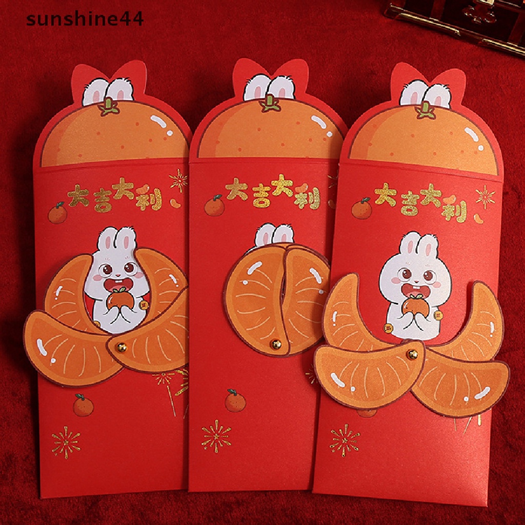 Sunshine 6pcs/set2023tahun Kelinci Amplop Merah Dekorasi Imlek2023Hongbao.