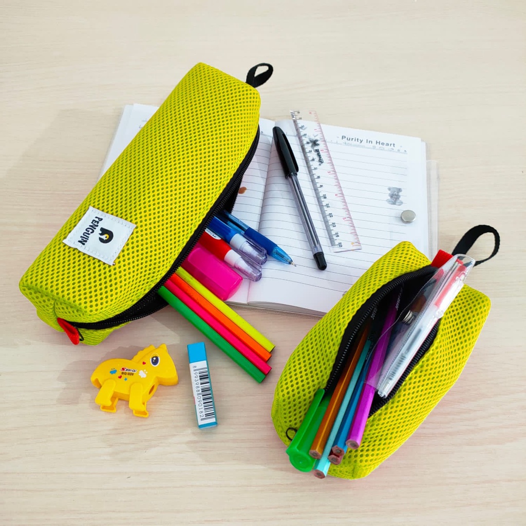 1 Set Pencil Case Penguin | Tempat Alat Tulis Sekolah / Kantor - Kuning