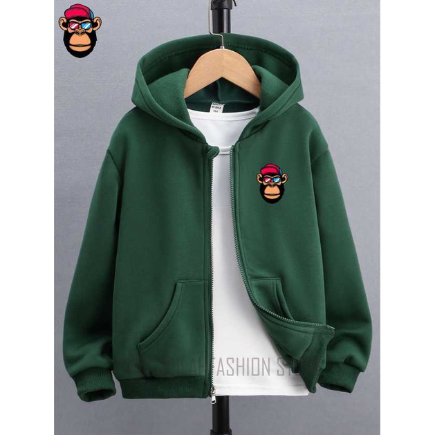 Jaket Distro Zipper - Jaket Sweater Hoodie Resleting Pria MONKEY